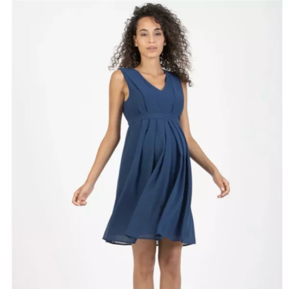 Attesa Maternity Blue Chiffon Maternity Dress, Size XS-Brand new!